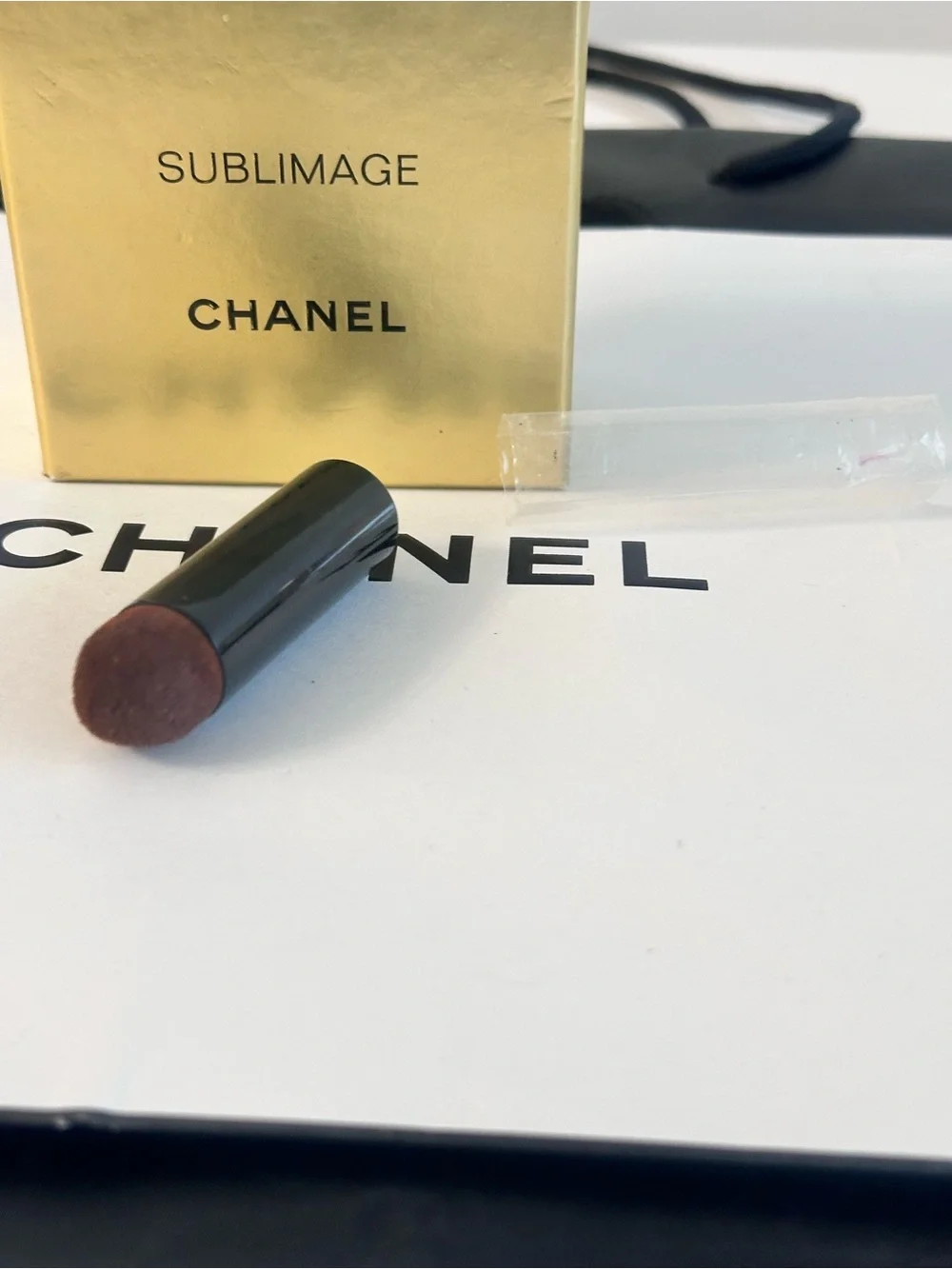 CHANEL Black Retractable Face Brush - Black travel mini size - for small purses